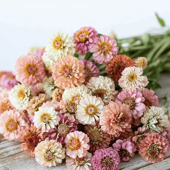 Gleznā cīnija 'Cresto! Peaches & Cream' (Zinnia elegans) 